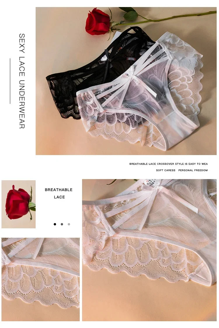 Women's Panties  Thin Lace Hollow Mesh Low Waisted Seamless  Triangle Panties Comfortable Underwear Hip Lifting