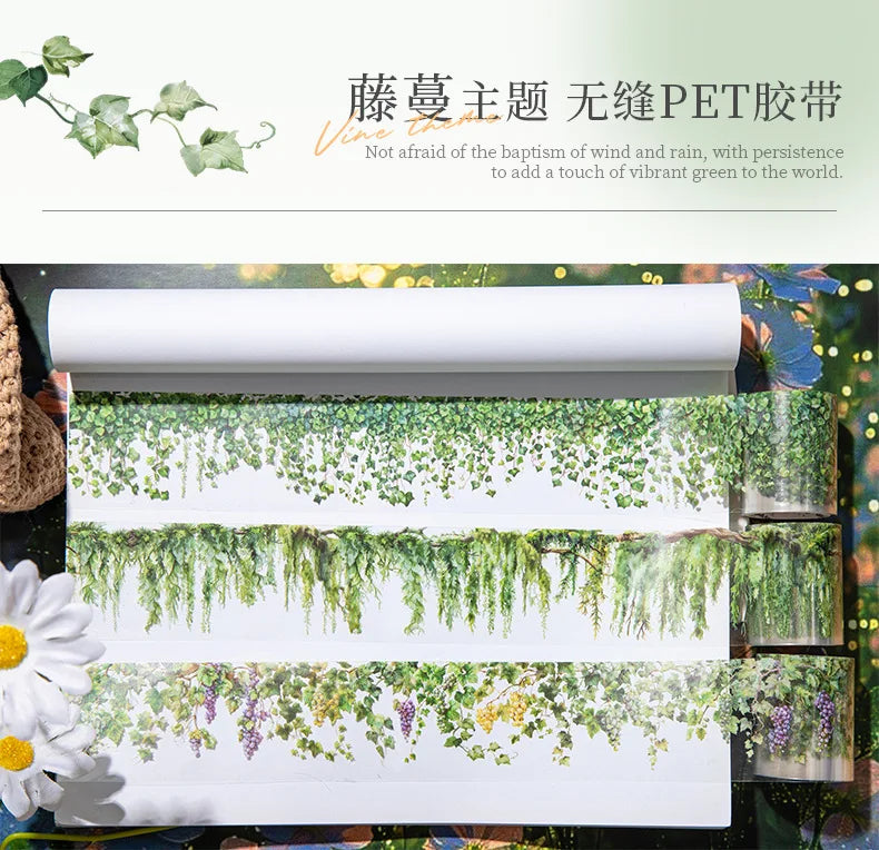 5*200cm 1roll INS Fresh vine theme PET tape Stickers Adhesive Diy Scrapbooking Diary Scrapbooking Collage material Scrapbooking