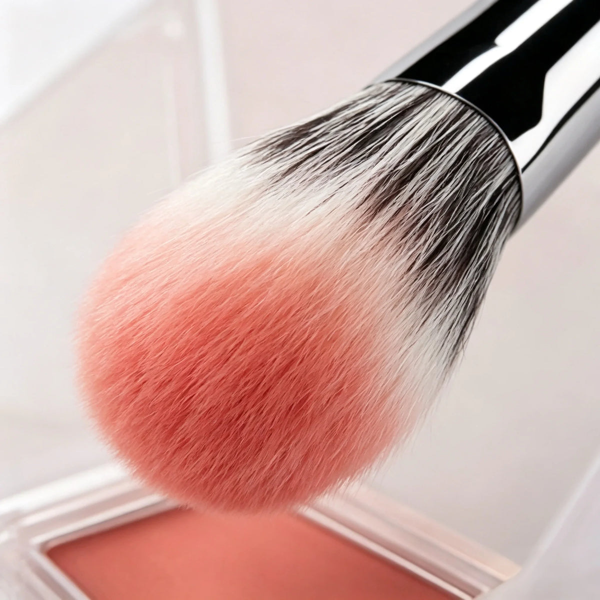 Pincel de Blush em Forma de Coração Pêssego 1/2 Peças Pincel de Maquilhagem Compacto Plano e de Precisão Aplicador Cosmético para Blush em Pó, Creme e Líquido