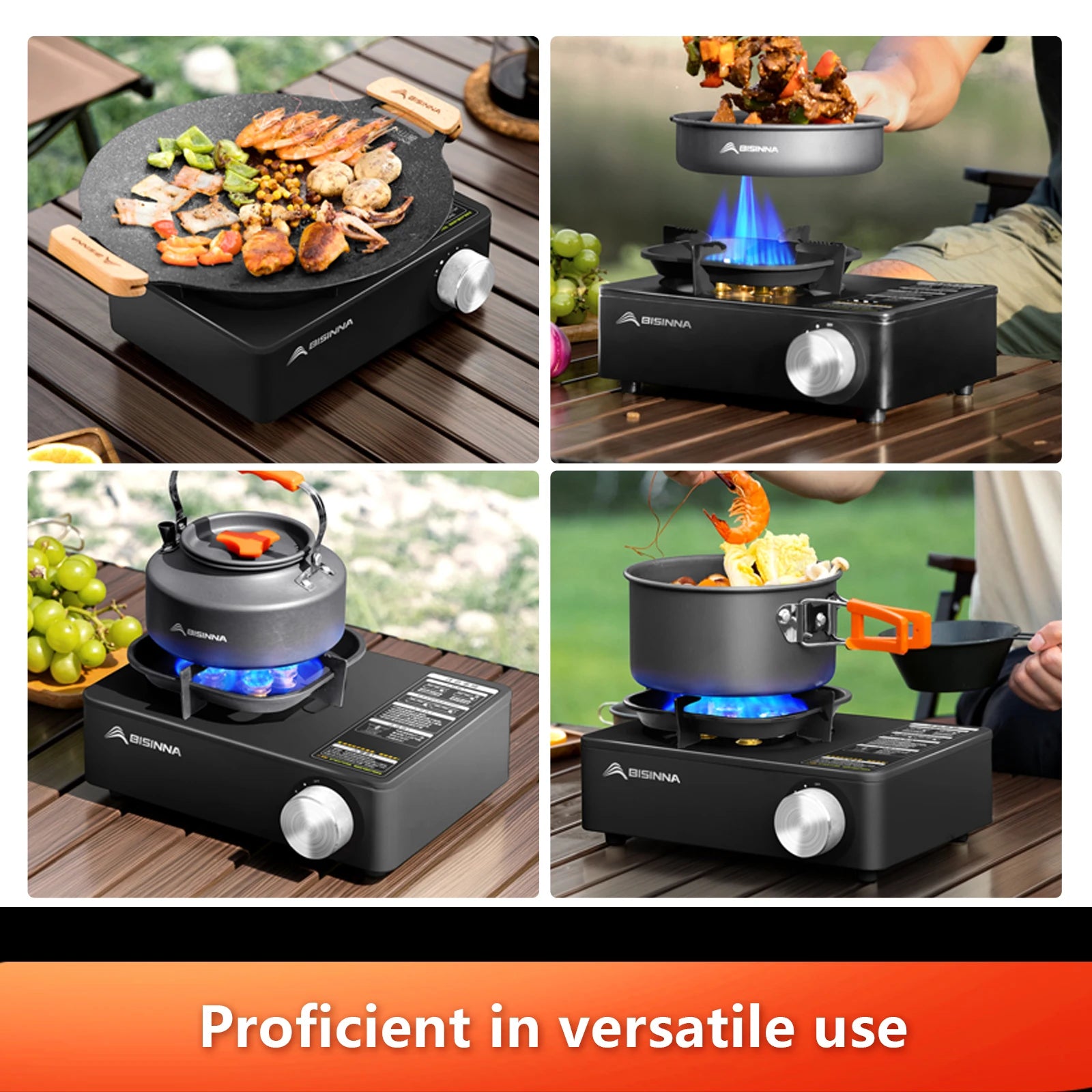 BISINNA Camping Gas Stove 5800W High Firepower Outdoor Portable Cassette Burner for Picnic Hiking Trekking