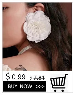 IngeSight.Z 1PC Imitation Pearl Sequins Long Tassel Earrings Kpop Arc Ear Hanging Fake Cartilage Clip Earrings Jewelry Accessory