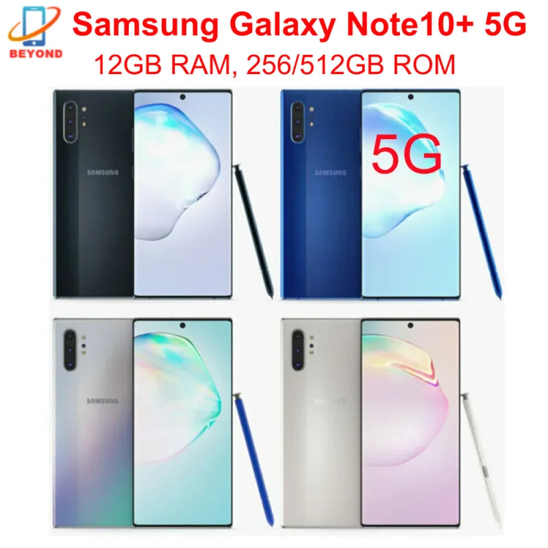 Samsung Galaxy Note10+ Note10 Plus 5G N976U N976B 256/512GB 12GB 6.8" AMOLED Octa Core Original 5G Mobile Phone
