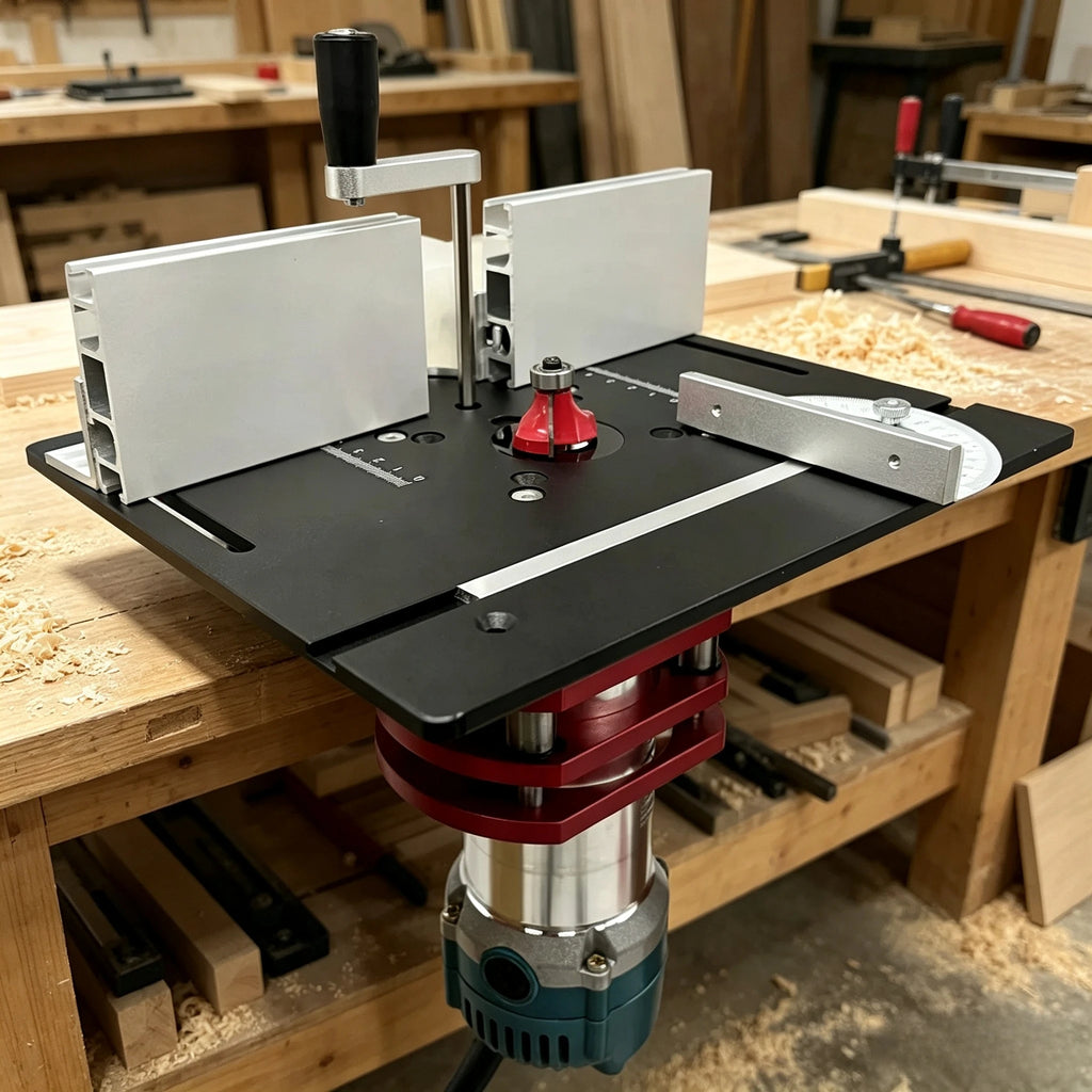Precision Aluminum Router Lift Kit Hand Crank Router Plate Lifting System Woodworking Router Table Trimmer Engraving Machine
