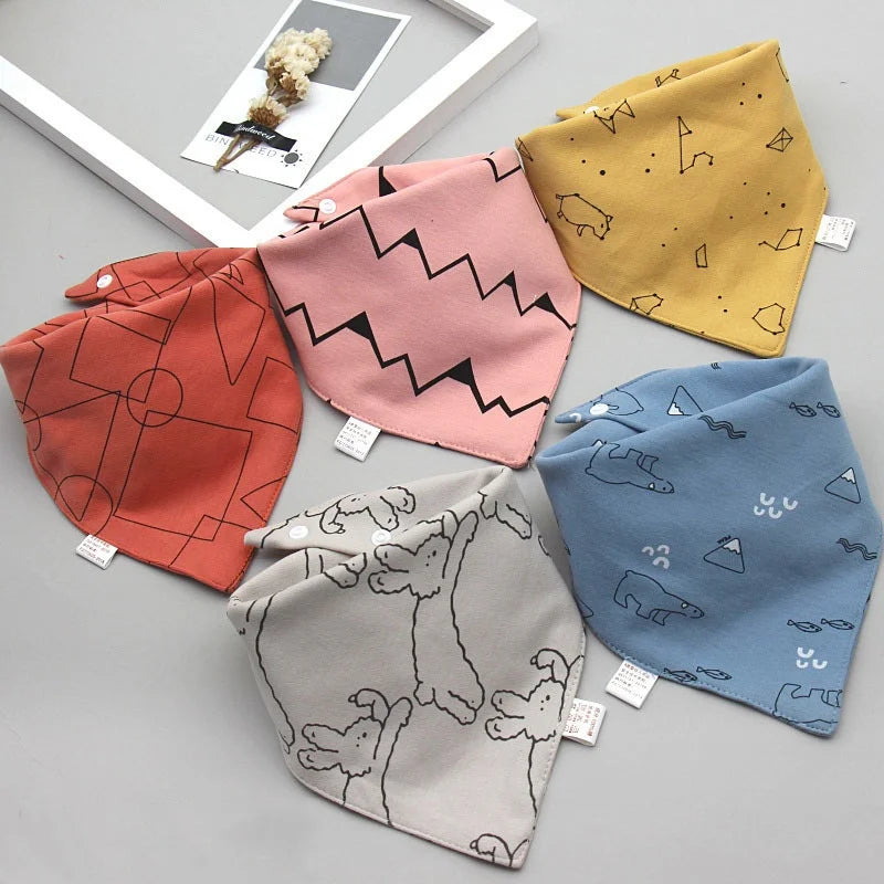 5pcs Baby Saliva Towel Triangle Scarf Pure Cotton Bandana Bibs Newborn Boys Girls Absorbent Cloth Bib Saliva Scarf