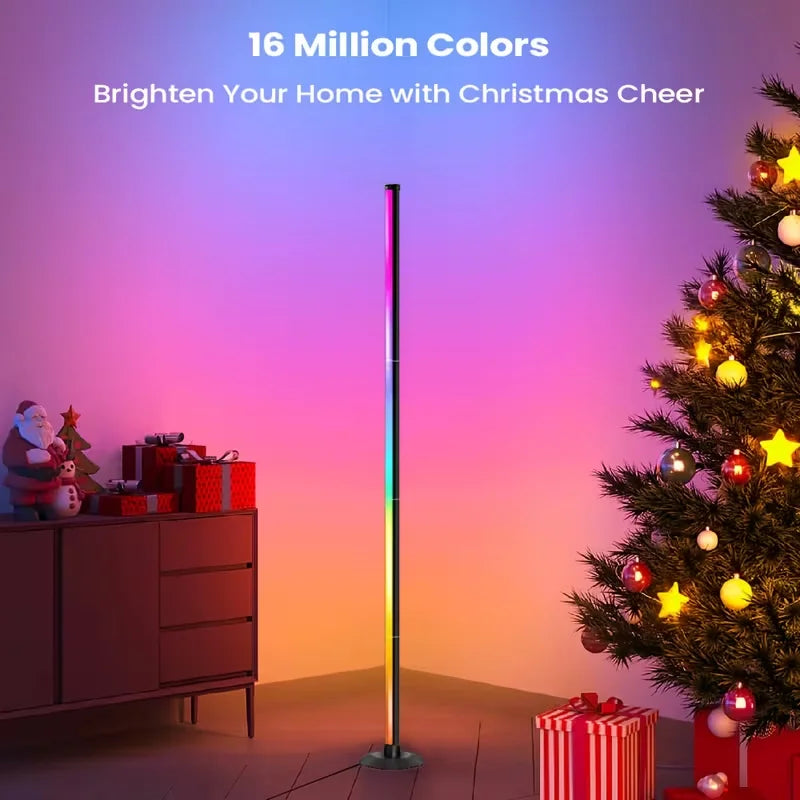Smart RGB LED Floor Lamp with Remote Control and USB Port, APP-Controlled Ambient Light for Living Room Bedroom