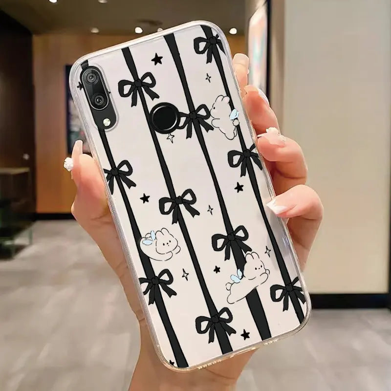 For Huawei Y7 Prime 2019 Y7 Pro 2019 P Smart Z Honor 9X Case Phone Cover Oil Butterfly Flower Heart Clear Bags Fundas Silicone