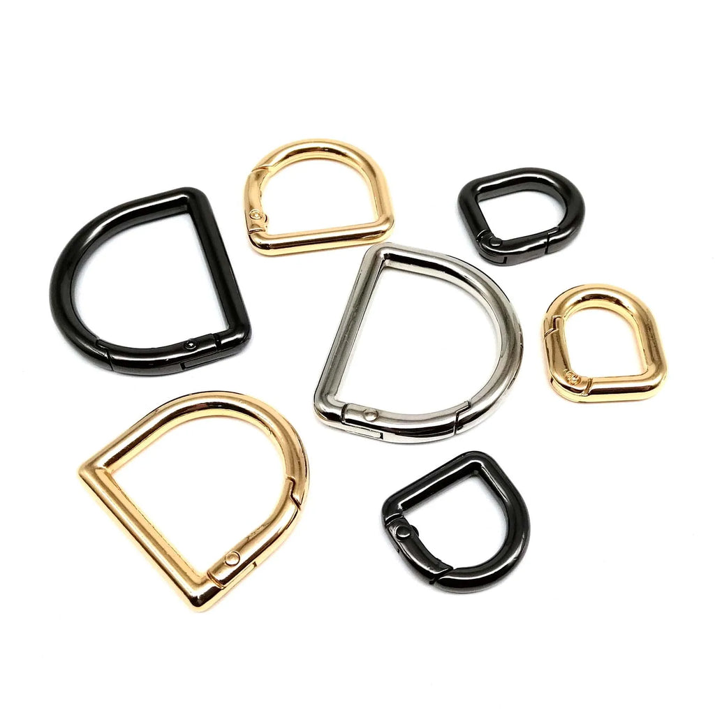 HZYUEGOU D Shape Type Spring Ring Openable Leather Bag Handbag Strap Buckle Connect Keyring Dog Chain Snap Clasp Clip Carabiner