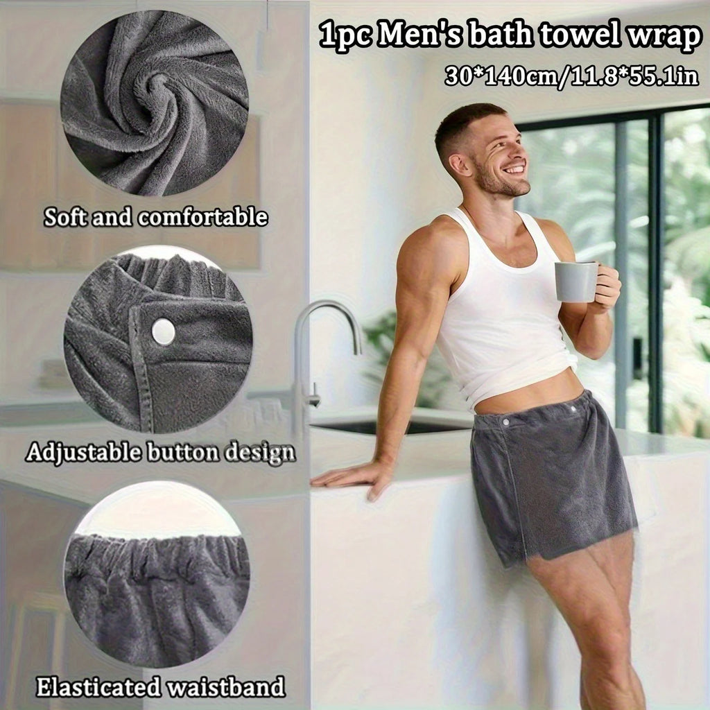 1 Piece of Men's Soft Wearable Bath Towel, Solid Color Shorts Wrapped Towel, Beach Towel, Camping Towel, Bathroom Bath Amenities