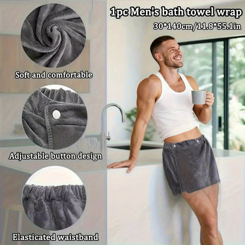 1 Piece of Men's Soft Wearable Bath Towel, Solid Color Shorts Wrapped Towel, Beach Towel, Camping Towel, Bathroom Bath Amenities