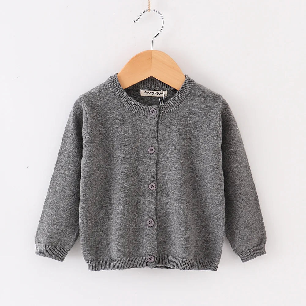 Autumn Girls Clothes Baby Casual Cardigan Solid Open Stitch Boys Soft Coats Children Sweaters Toddler Knit Jackets Full Sleeve