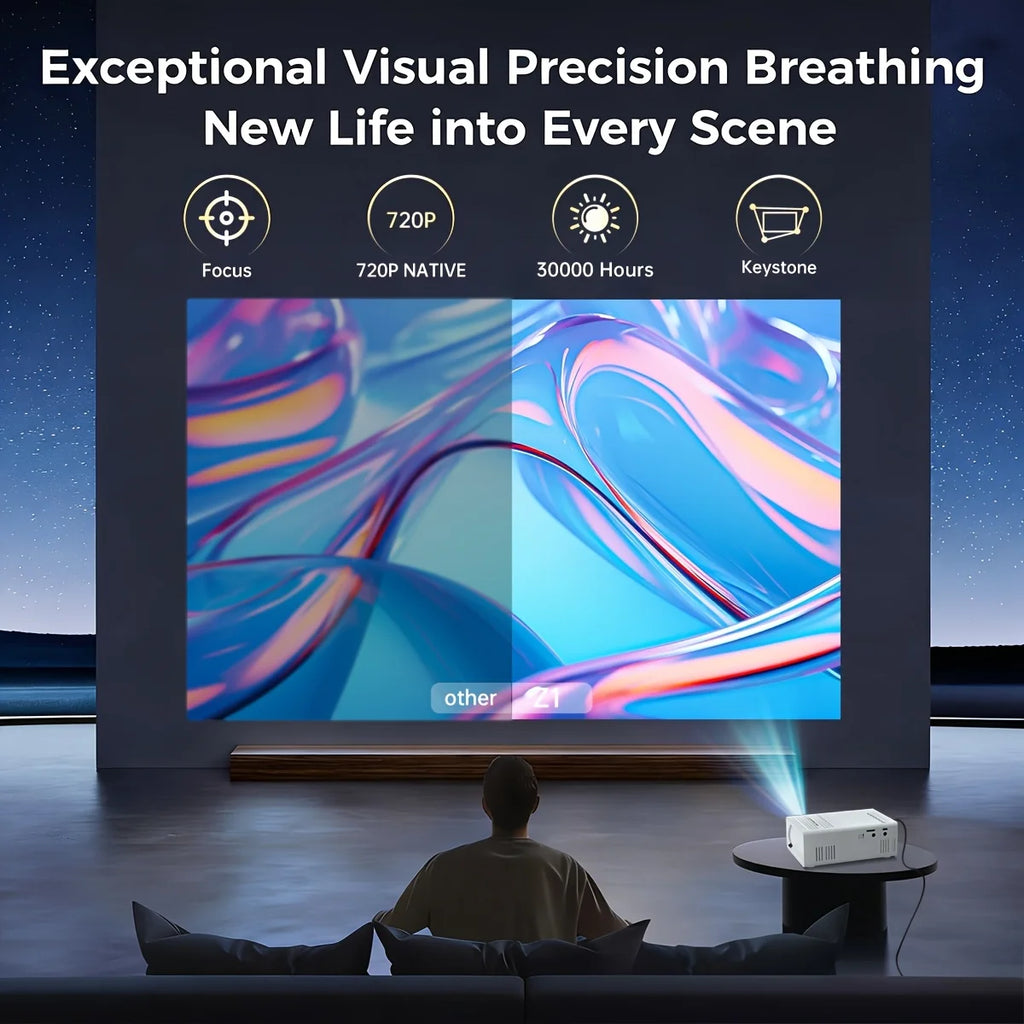 Portable Projector, Supports 1080P, USB Connection, Remote Control - Compatible With Smartphones, Tablets, Laptops, TV Sticks