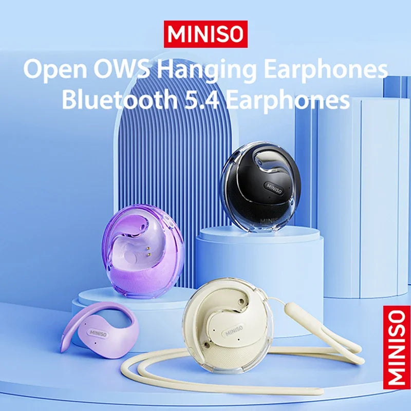 MINISO X15 Pro Bluetooth 5.4 Earphones Sports Wireless Headphones Ear Hook Game Erazer Earbuds with Mic for IOS Android