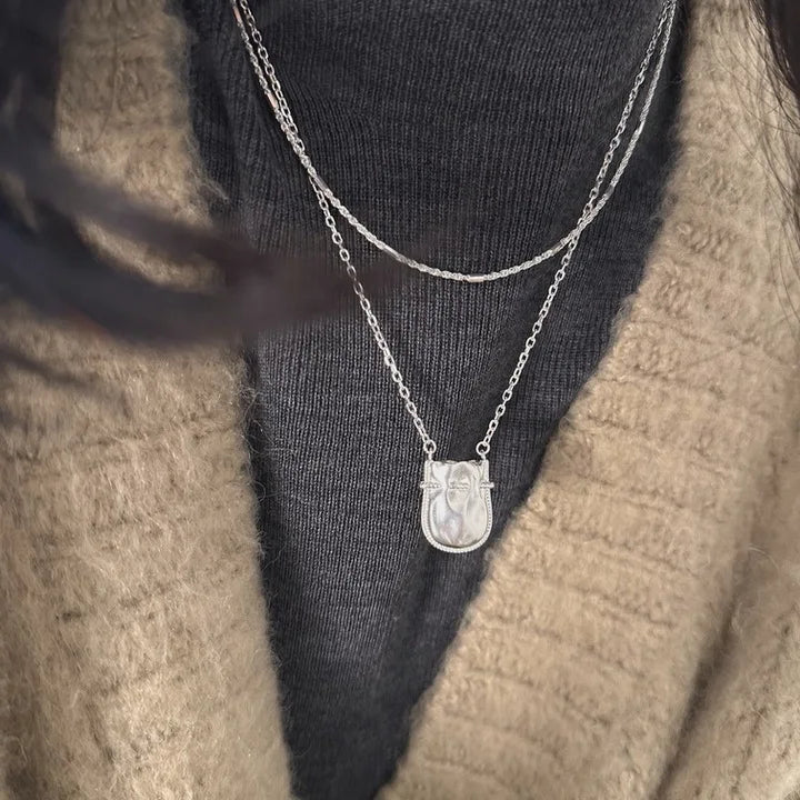 925 Silver Necklace Punk Wealth Good Wish Matte Ball Bread OT Clasp Stackable for Women Girl Jewelry Gift Dropshipping Wholesale