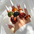 KMVEXO 8Pcs/Set Irregular Wide Large Chunky Rings Set for Women Vintage Acrylic Resin Geometric Stacking Wear Finger Jewelry