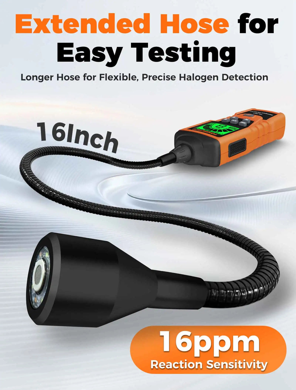 HLD01 Halogen Gas Leak Detector Rechargeable Level/Audio/Visual Alarms LED Light R134a R22 R12 High Sensitivity Gas Sensor Test