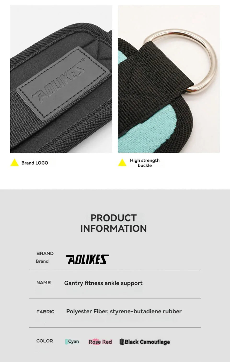 AOLIKES 1PCS Ankle Straps For Cable Machine Kickbacks, Glute Workouts, Lower Body Exercises - Adjustable Leg Straps with Padding
