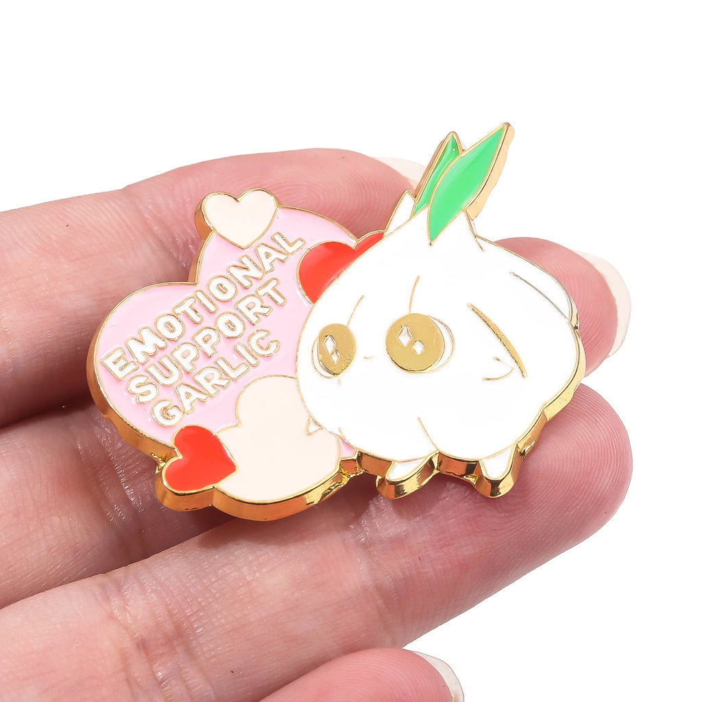 Emotional Support Garlic Brooch Positive Cute Heart Love Inspirational Pins Badge Backpack Decoration Jewelry Accessories Gifts