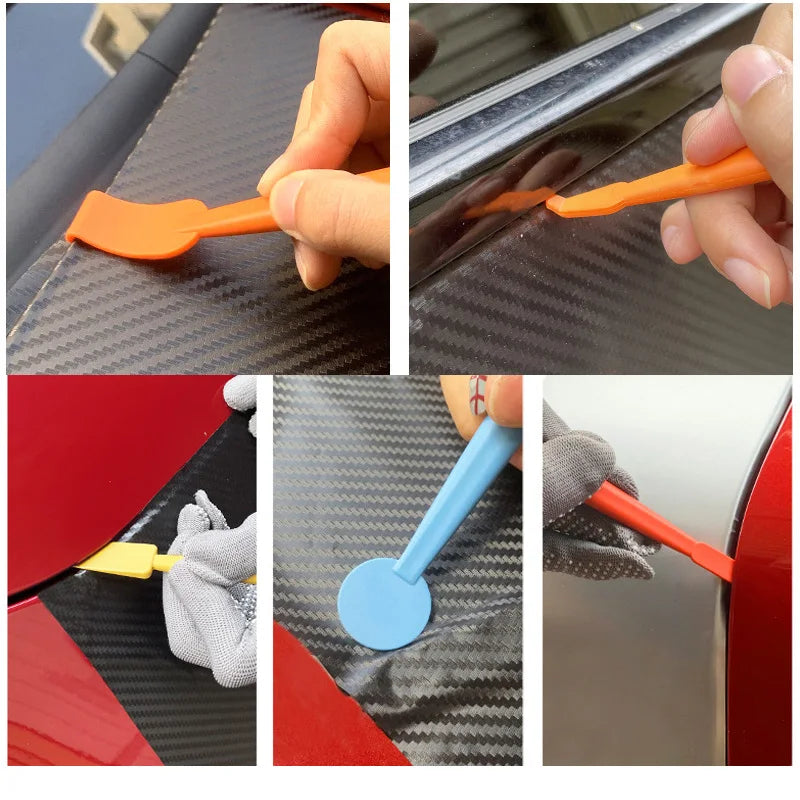 Kit de ferramentas para vinil autocolante, espátula magnética flexível, micro espátula, raspador de cantos e ferramentas para ranhuras curvas para instalação de películas em veículos com contornos