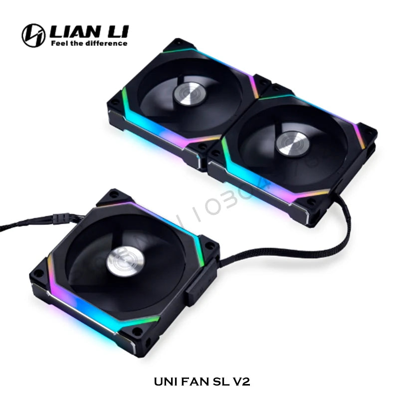 LIAN LI UNI FAN SL V2 SL120V2 Reverse Blade 10% Performence Upgraded Version RGB Fan, Single Pack, Black/White