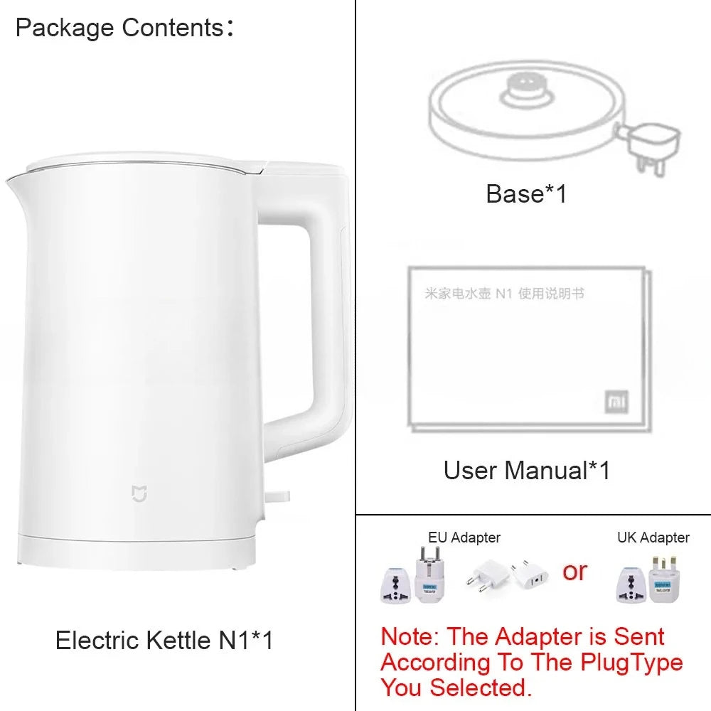 Mijia N1 Electric Kettle Fast Hot Boiling Stainless Water Kettle 220V Smart Electric Kettles 1.5L 1500W Home Tea Coffee