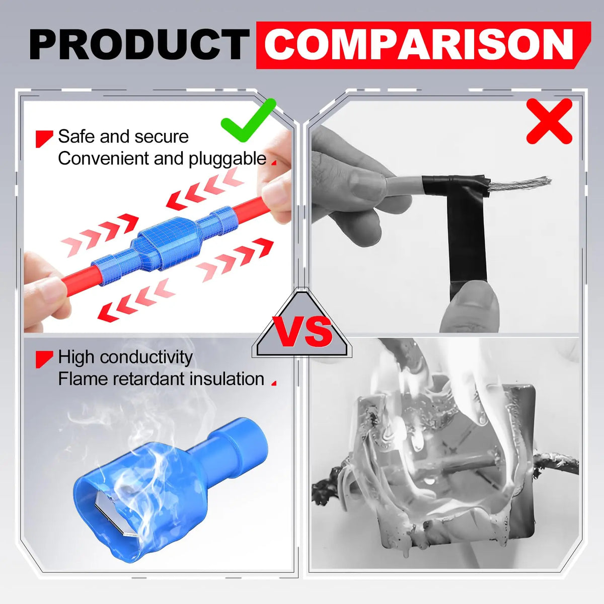 88/108Pcs Spade Connectors Kit, 22-10 AWG Male/Female Terminals, Nylon Insulated Crimp Connectors for Auto, Marine, Home, DIY