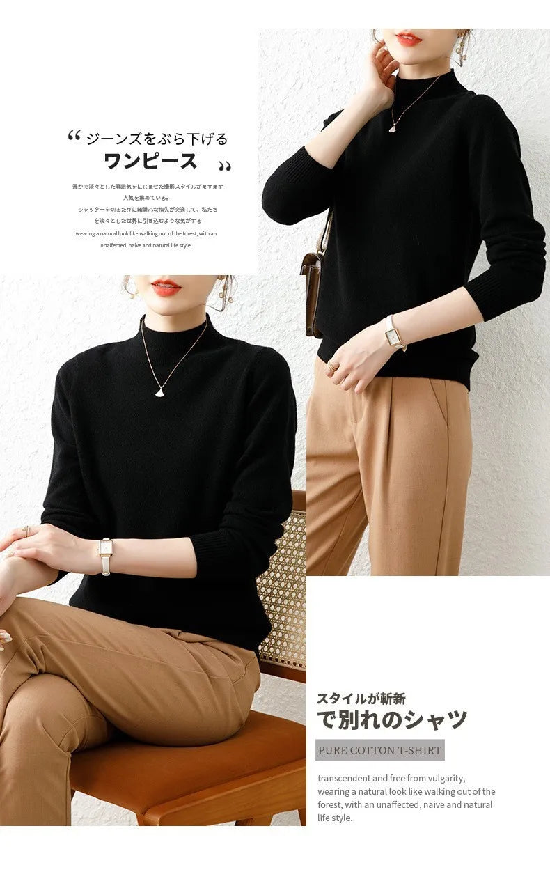 Autumn Winter Bottom Turtleneck Sweaters Women Fashion Chic Pullover Slim Long Sleeve Knitted Jumpers Soft Warm Pull Femme Top