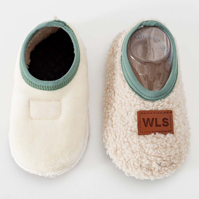 Autumn Winter Warm Baby Slippers Toddler Plush Floor Sock Shoes Boys Girls Soft Anti-slip Walking Shoes Indoor Home Kids Socks