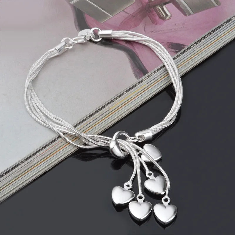 925 Sterling Silver 4MM Twisted Rope Bracelets For Women Men Fashion Minimalist Couple Chain Bracelet Male Unisex Jewelry Gifts