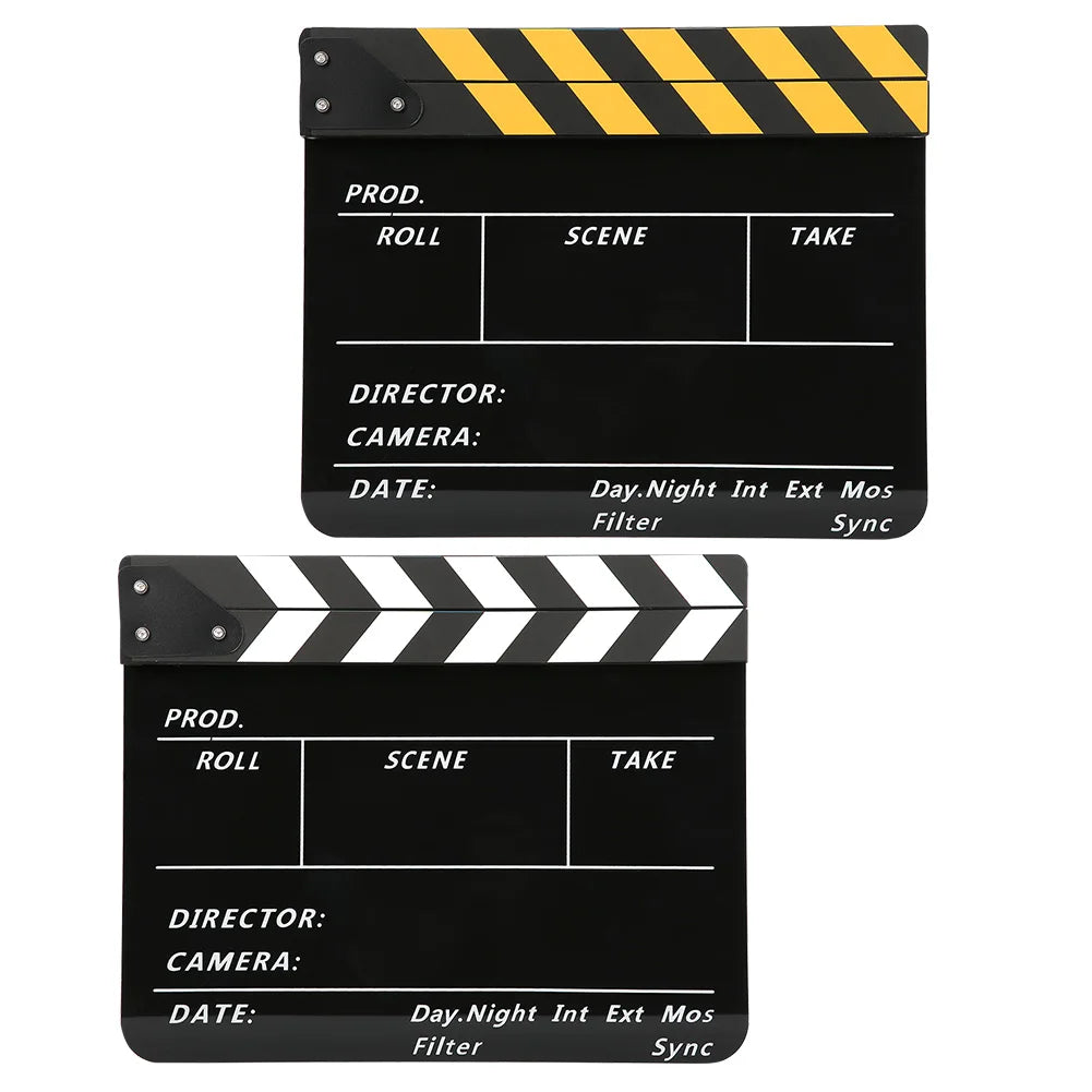 Acrylic 30x25cm Clapperboard Director Movie Clappers Film and Television Photography Prop Acrylic Clapperboard Film Clapperboard