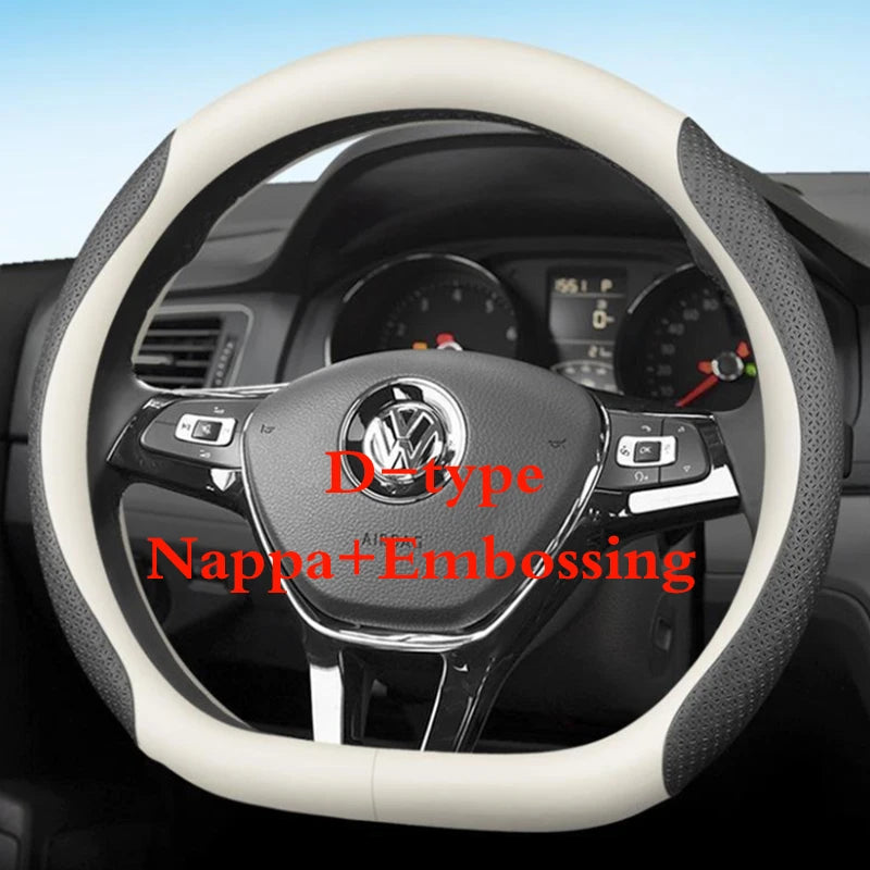 for Volkswagen VW Atlas Passat CC Taos touareg R-line Car Steering Wheel Cover 10colour Suede Leather 38 CM Auto Accessories