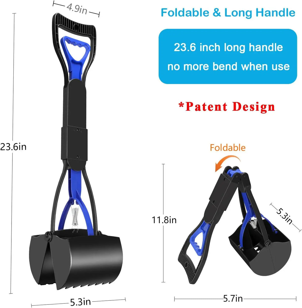 Pooper Scooper for Large Small Dogs Folding Dog Poop Scooper Sturdy Spring and Premium Materials Easy to Use for Grass Dirt Grav