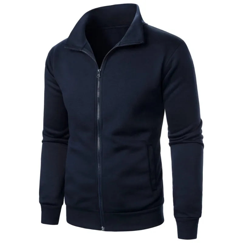 Autumn Men's Long Sleeve Zipper Jacket Coats Solid Color Warm Sweatshirts Casual Baseball Jacket Outdoor Streetwear