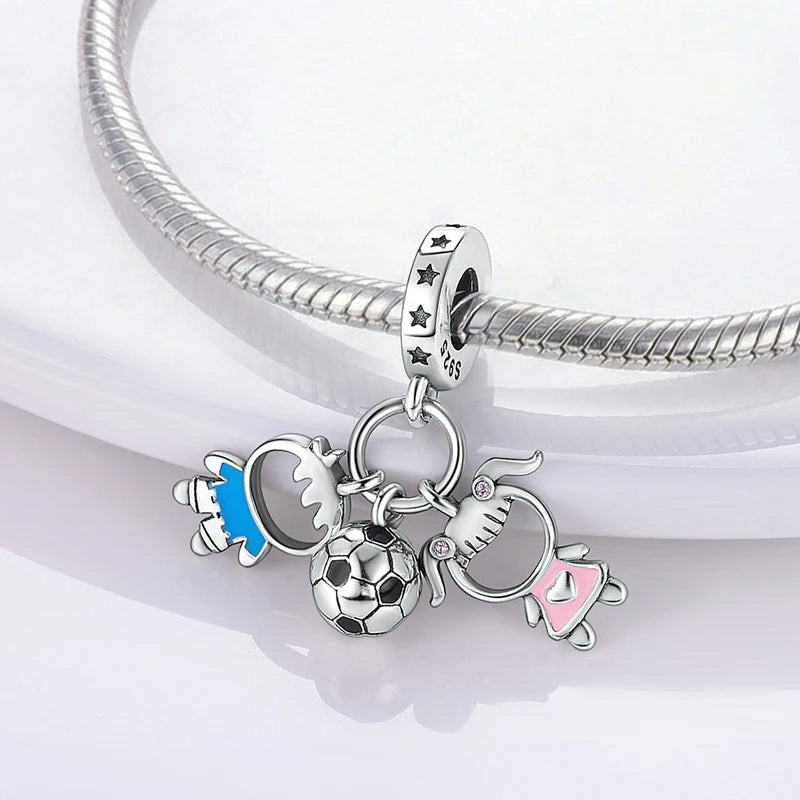 925 Sterling Silver Charms Pendant Beaded Fit Bracelet DIY Boy Girl Family Friendship Charm Making for Women's Fine Jewelry Gift