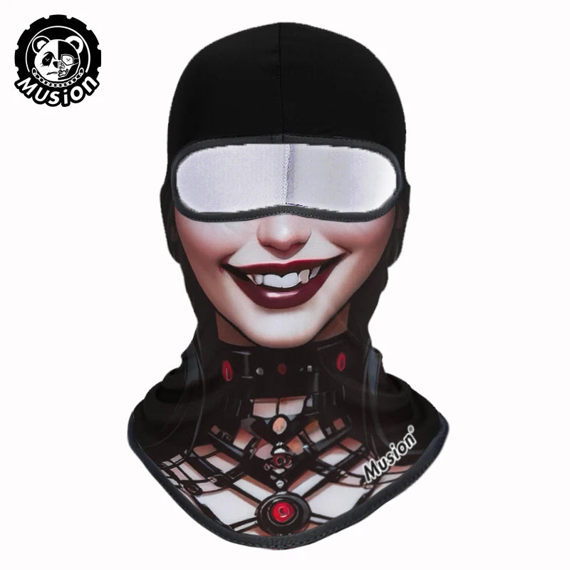 Musion Balaclava Helmet Liner Full Face Mask Skull Print Moto Topeng Muka Rider for Cycling and Riding Motorcycle