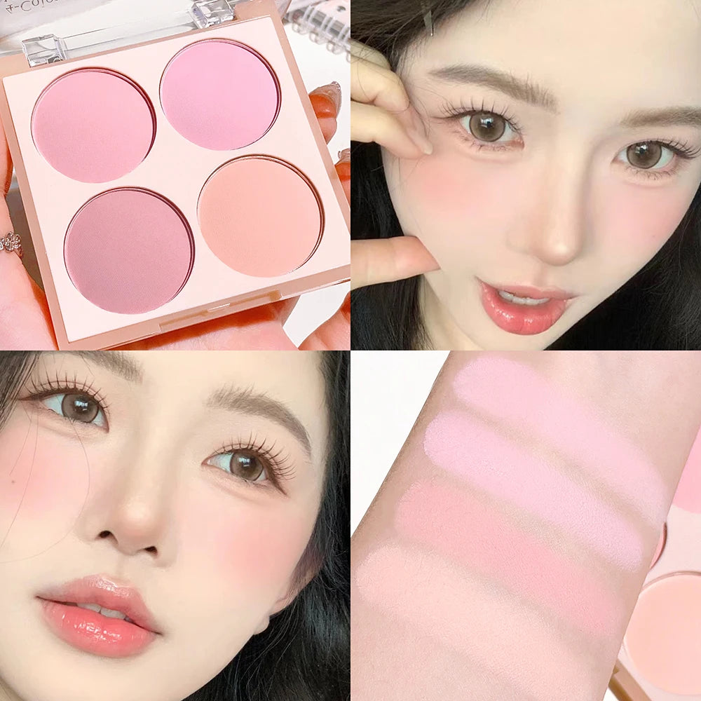 Vibrant Girl Ice Cream Four-Color Blush; Brightening, Natural Bare Makeup Effect, Pigmented, Matte, Fine Texture