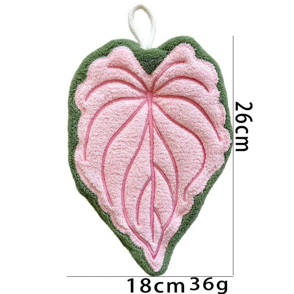 Plant Towels Leaf Design Ultra Absorbent Quick Dry Washable with Hanging Ring Hand Towel for Bathroom Kitchen Towel Decor