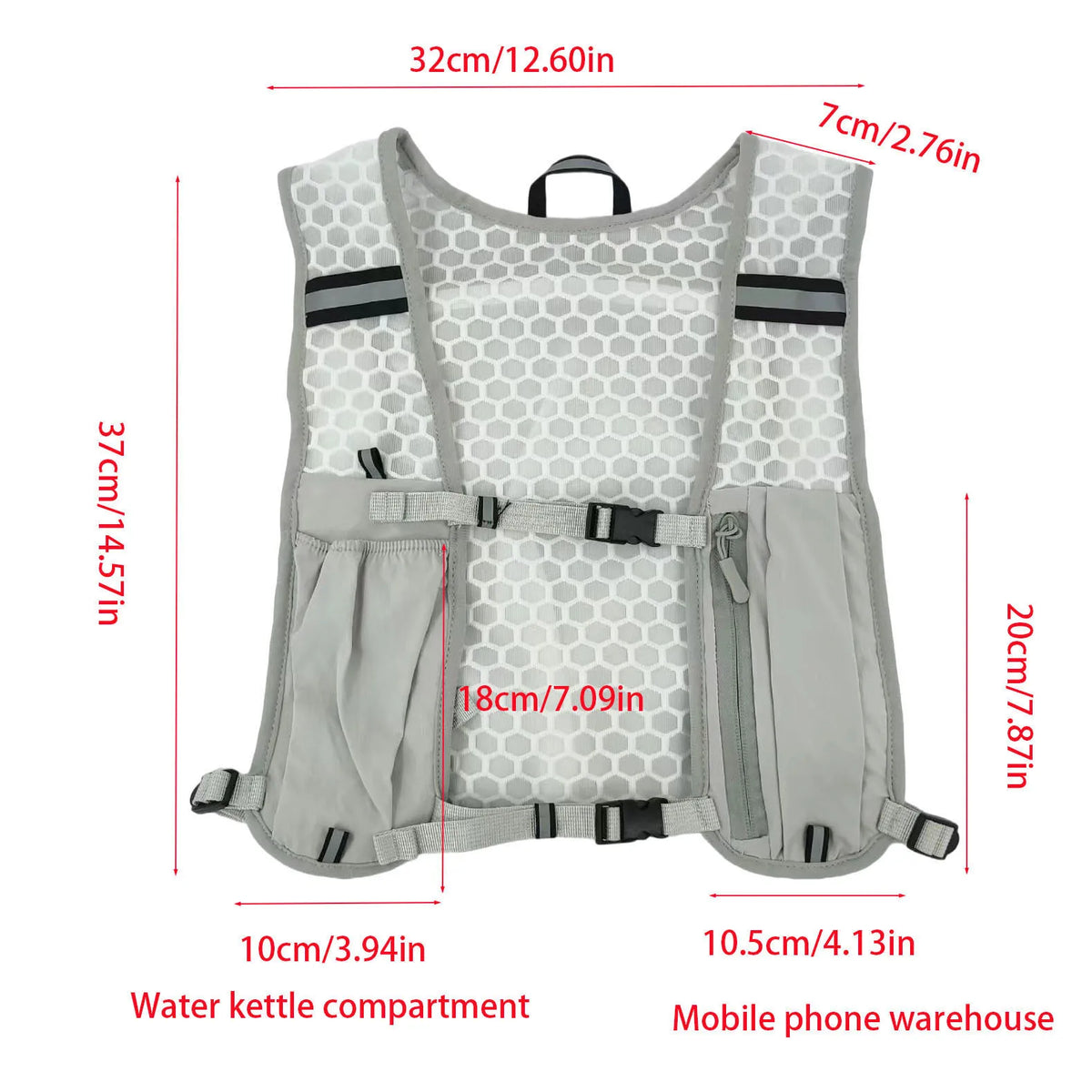 New Running Water Bottle Storage Vest Lightweight Running Vest Reflective Hydration Water Chest Pack With Phone Holder