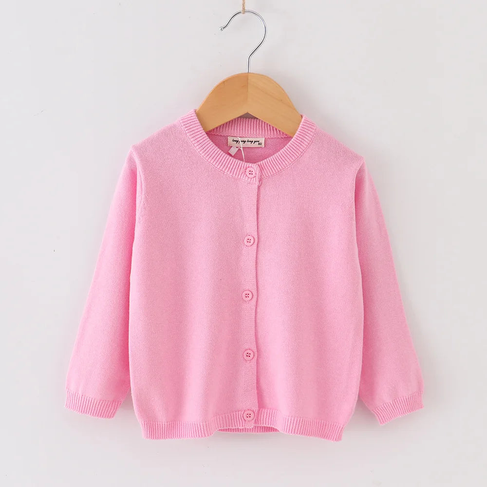 Autumn Girls Clothes Baby Casual Cardigan Solid Open Stitch Boys Soft Coats Children Sweaters Toddler Knit Jackets Full Sleeve