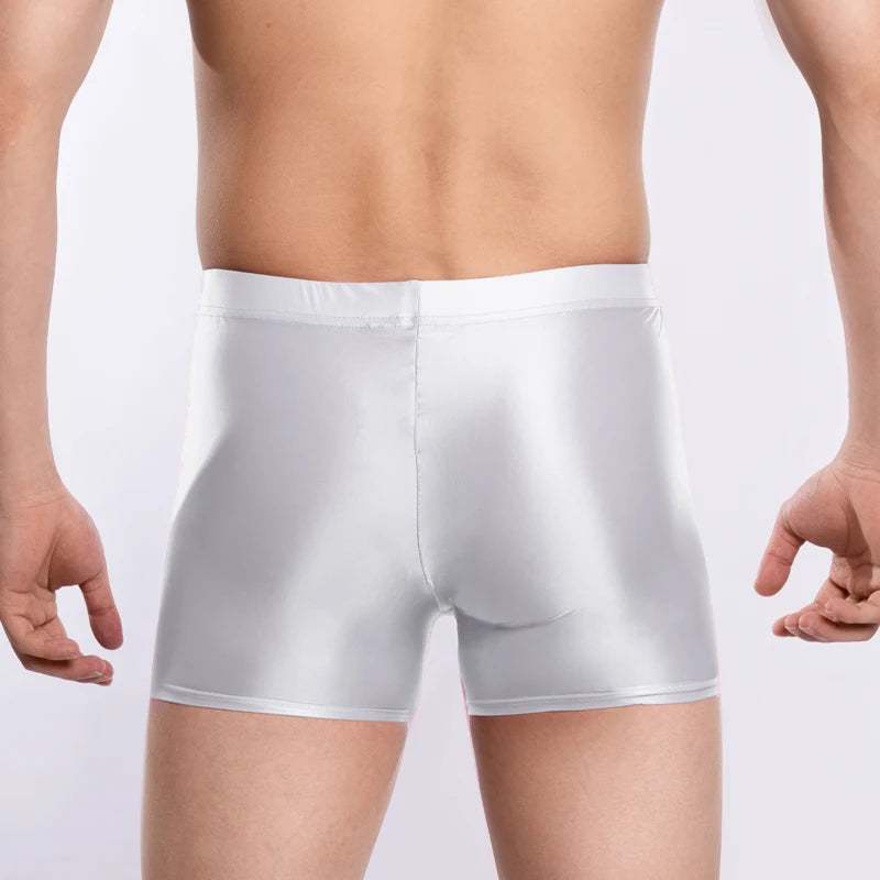 underwear men boxers  Mens Glossy Oily boxer shorts Elastic Underwear softThin Panties Breathable Underpants Smooth elasticity