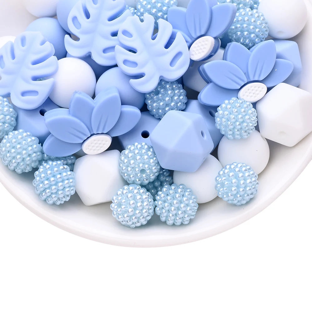 7Pcs Silicone Bead Set Soft Non Toxic Biteable Silicone Beads for Handmade Pacifier Chain Teeth Grinding Jewelry