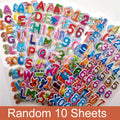 10 Sheets Letters Numbers 3D Puffy Stickers English Alphabet Birthday Festival Gift for Adult Boy Girl Scrapbook Decoration