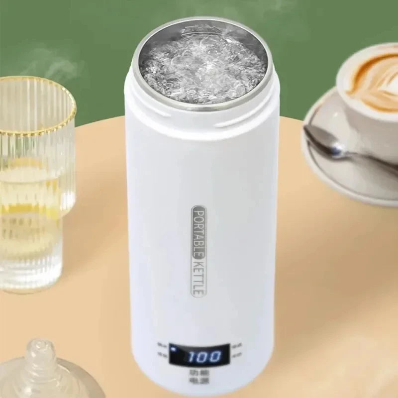 450ML Electric Kettles Portable Tea Coffee Kettle Travel Boil Water Thermal Cup Anti-Scald Water Bottle English Menu