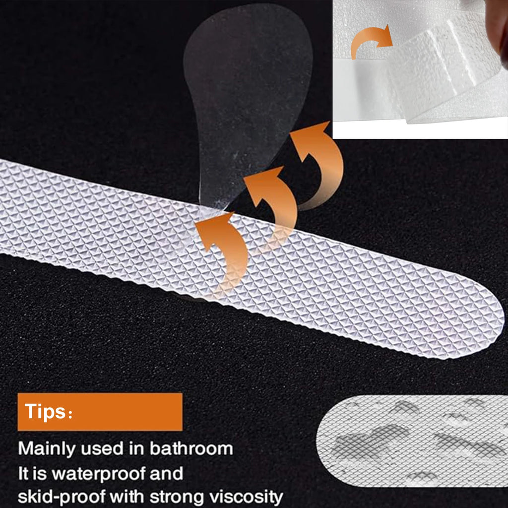 24 Pieces of Transparent Anti-Slip Tape, 2cm X 25cm, Bathroom, Transparent Anti-Slip Tape, No Cutting Required, Self-Adhesive, Suitable for Indoor/Outdoor Stairs, Bathtubs, Boats, Swimming Pools, Stair Steps, Safety Anti-Slip