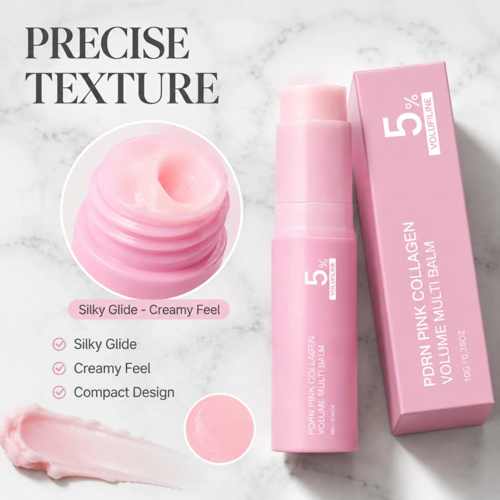 PDRN Pink Collagen Brightening Eye Patches Reduce Dark Circles Puffiness+Multi Balm Stick Hydrating Firming Face Neck Skin Care