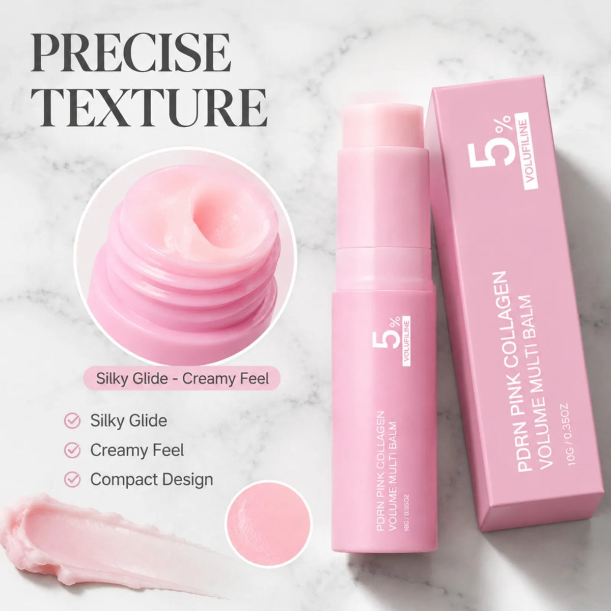 PDRN Pink Collagen Brightening Eye Patches Reduce Dark Circles Puffiness+Multi Balm Stick Hydrating Firming Face Neck Skin Care