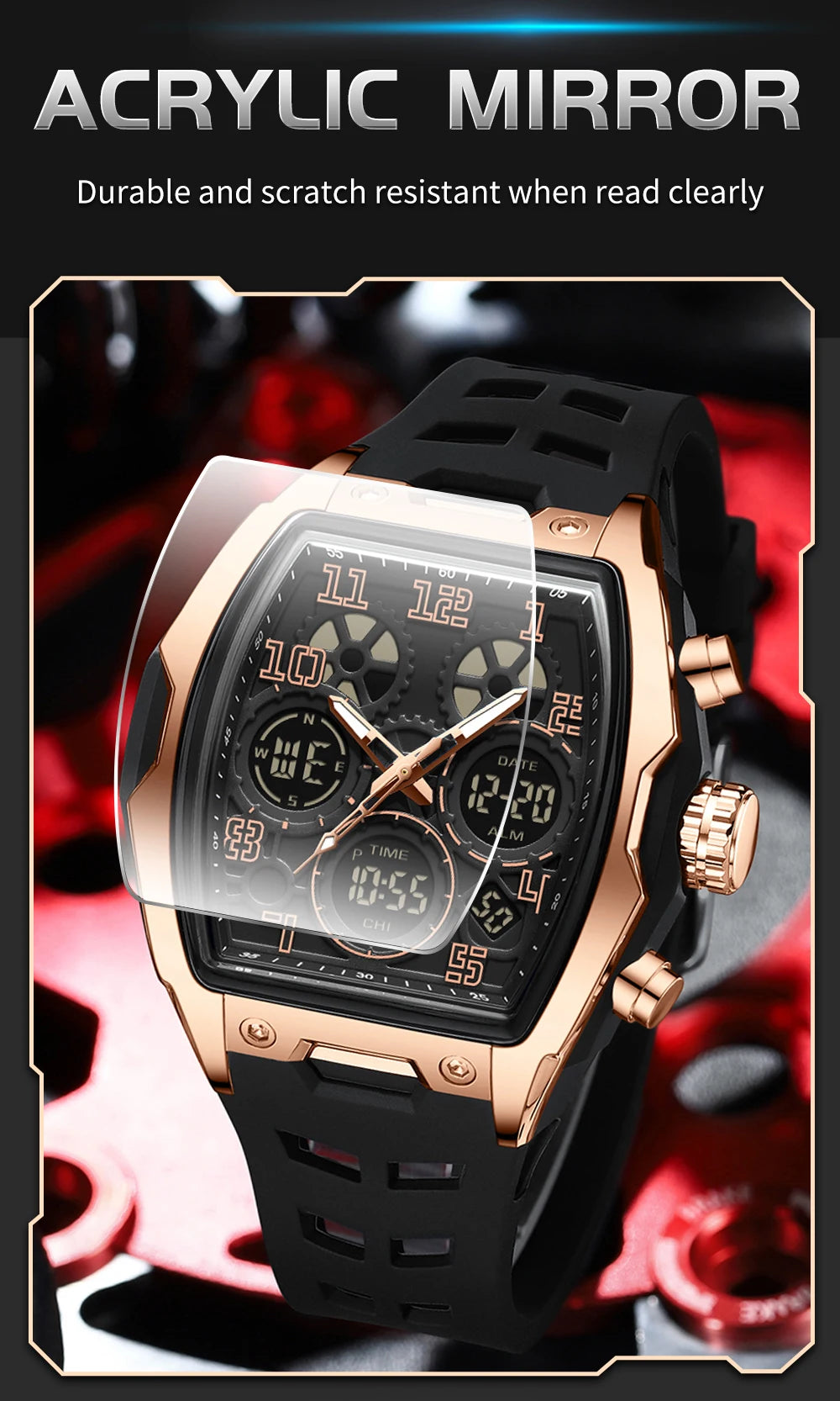 SANDA Fashion Men's Sports Electronic Watch Multi functional Date Countdown Waterproof LED Night Light Men's Electronic Watch