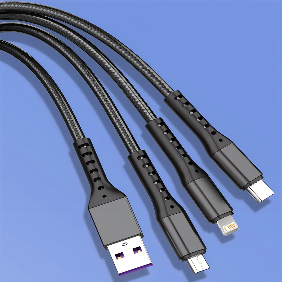120W 3 In 1 Super Fast Charging USB Cable For iPhone15 14 13 12 11 X Pro Max Micro USB Type-C Phone Charger USBC Data Cable