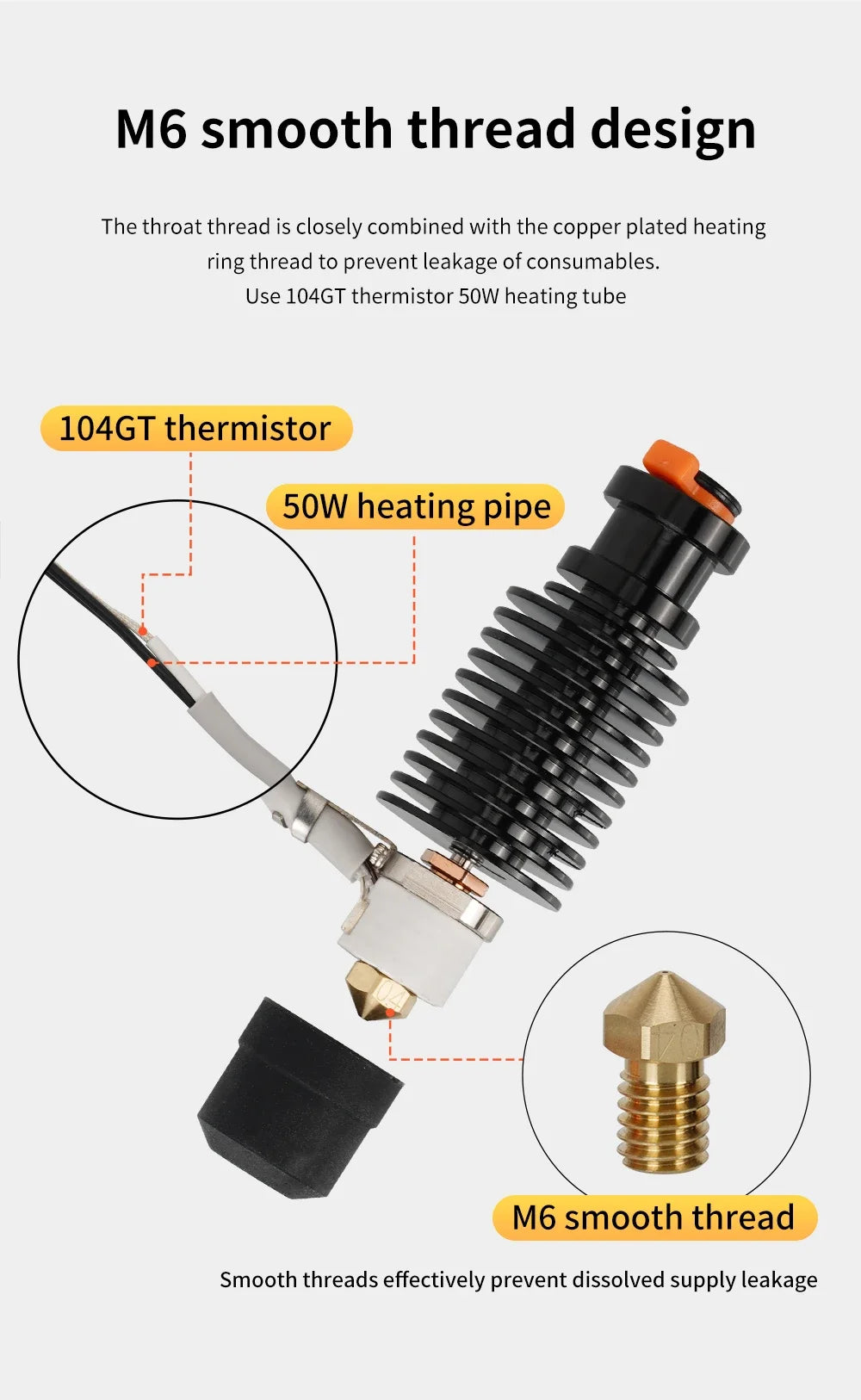 E3D V6 Hotend 24V 50W Ceramic Heating Core Print Head For Voron 2.4 Prusa DDB Extruder Ender 3 CR10 MK3S 3D Printer J-head