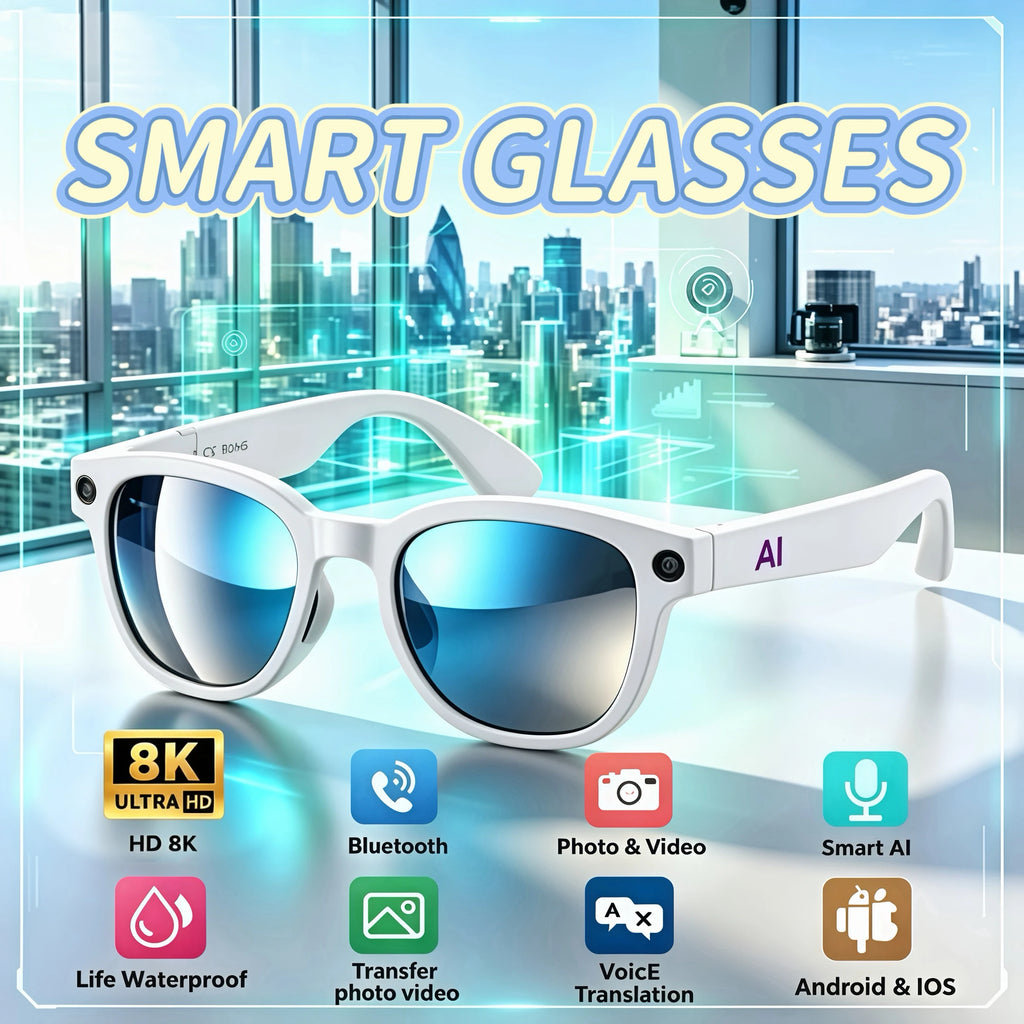 New Smart AI Glasses 500W Shooting Camera HD Photo Video Voice Call Translation Waterproof Bluetooth AI Motorcycle Glasses ﻿