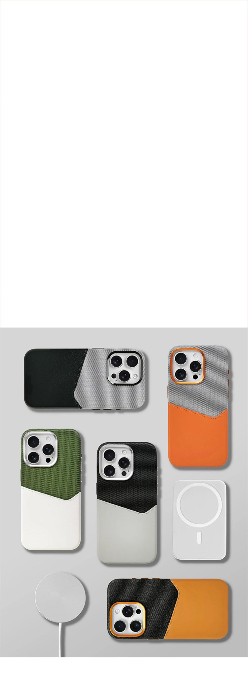 Hit Color Card Holder Leather Case For iPhone 18 17 Pro Max 16 15 14 Plus 13 12 For MagSafe Wireless Charging Alloy Lens Cover